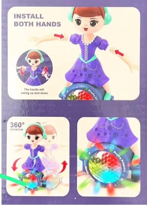 Flipzonia 360° Dancing Girl Toy with Lights & Music (Purple) - Image 2