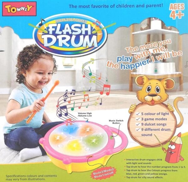 Flipzonia Pink Kids Drum Set with Real Sounds - Image 3