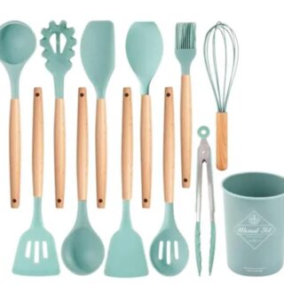 12-Piece Silicone & Wood Kitchen Utensil Set – Heat Resistant, Non-Stick Friendly